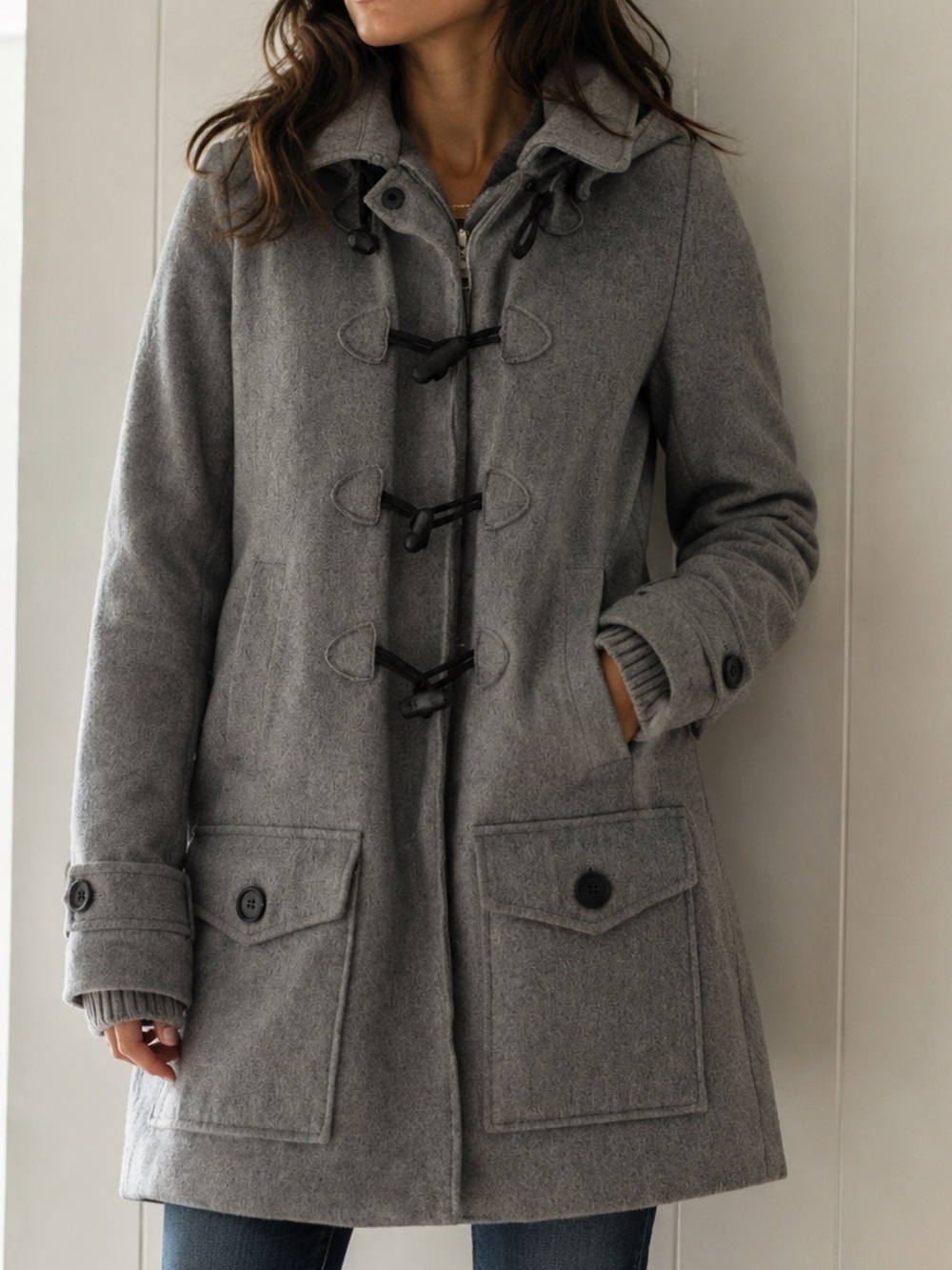 TOMMY HILFIGER Wool Blend Toggle Duffle Coat | Grey | XS